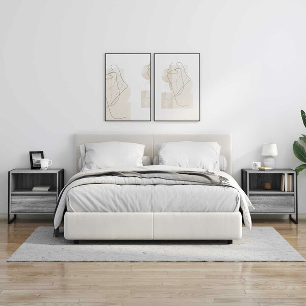VidaXL Éjjeli asztal 2 pcs Szürke Sonoma 50 x 39,5 x 50 cm Faanyag