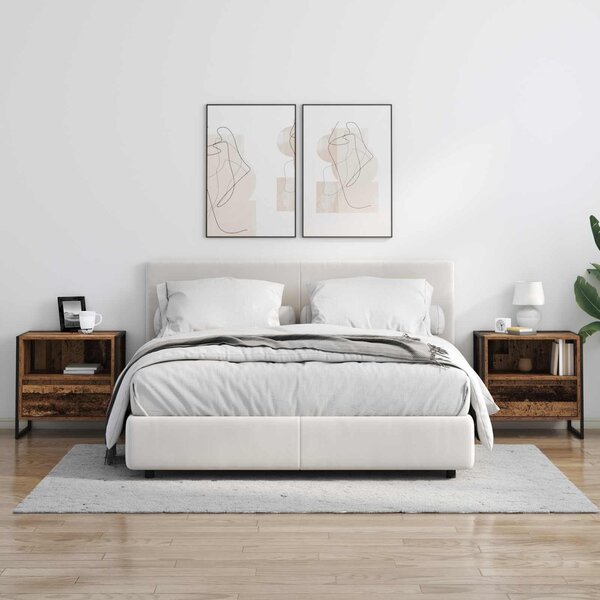 VidaXL Éjjeli asztal fiókkal 2 pcs Öreg fa 50 x 39,5 x 50 cm Faanyag