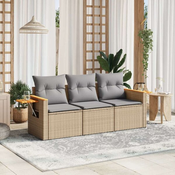VidaXL 3 részes Polyrattan Kerti Ülőgarnitúra - Bézs
