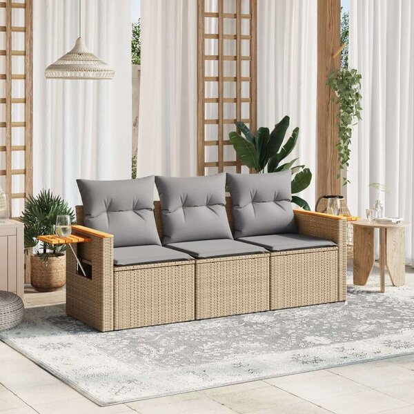VidaXL 3 részes Polyrattan Kerti Ülőgarnitúra - Bézs