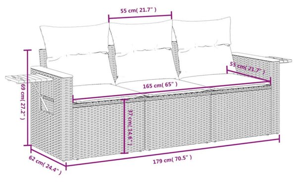 VidaXL 3 részes Polyrattan Kerti Ülőgarnitúra - Bézs