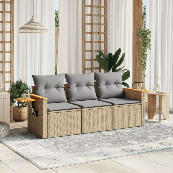 VidaXL 3 részes Polyrattan Kerti Ülőgarnitúra - Bézs