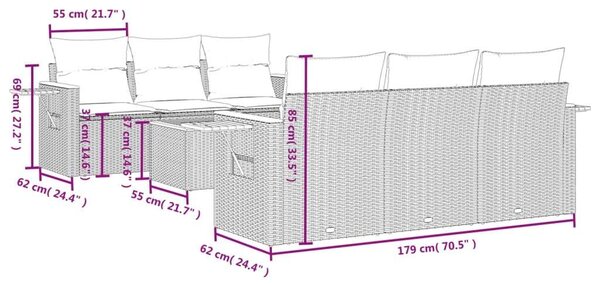 VidaXL Polyrattan Kerti Ülőgarnitúra - 7 részes - Bézs