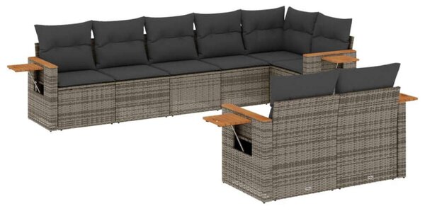 VidaXL Polyrattan Kerti Ülőgarnitúra - 8 részes - Szürke