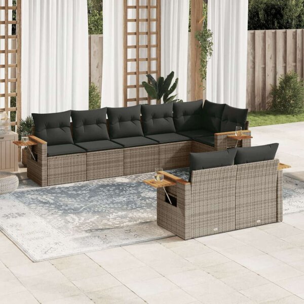 VidaXL Polyrattan Kerti Ülőgarnitúra - 8 részes - Szürke