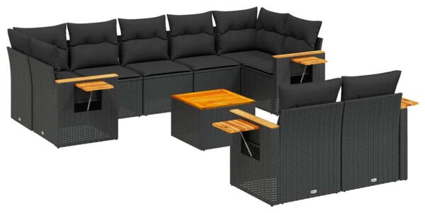 VidaXL Polyrattan Kerti Ülőgarnitúra - 10 részes - Fekete