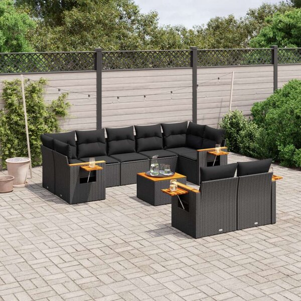 VidaXL Polyrattan Kerti Ülőgarnitúra - 10 részes - Fekete