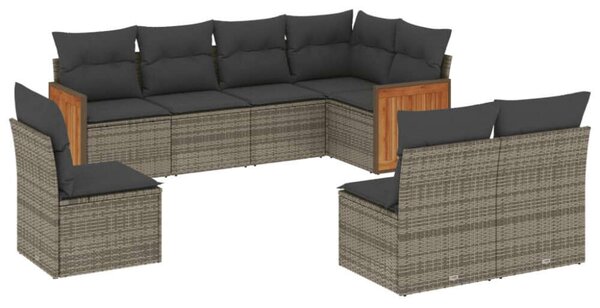 VidaXL Polyrattan Kerti Ülőgarnitúra - 8 részes - Szürke