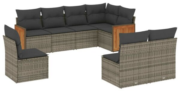 VidaXL Polyrattan Kerti Ülőgarnitúra - 8 részes - Szürke
