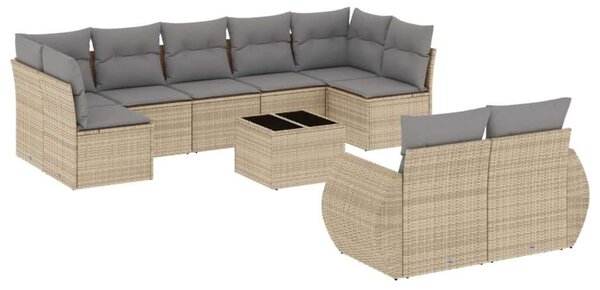 VidaXL Polyrattan Kerti Ülőgarnitúra - 10 részes - Bézs