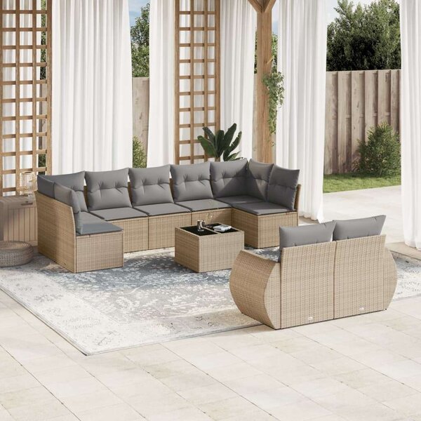VidaXL Polyrattan Kerti Ülőgarnitúra - 10 részes - Bézs