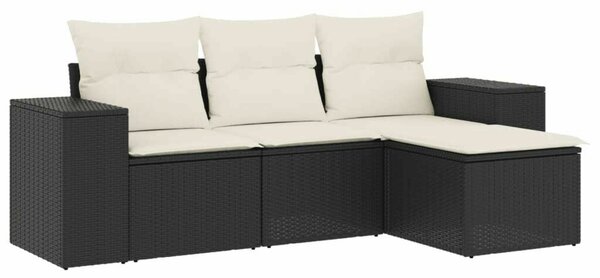 VidaXL Polyrattan Kerti Ülőgarnitúra - 4 részes, Fekete