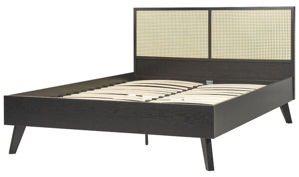 Ágy Rattan MONPAZIER 140 x 200 cm Fekete