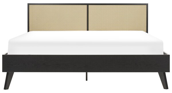 Ágy Rattan MONPAZIER 180 x 200 cm Fekete