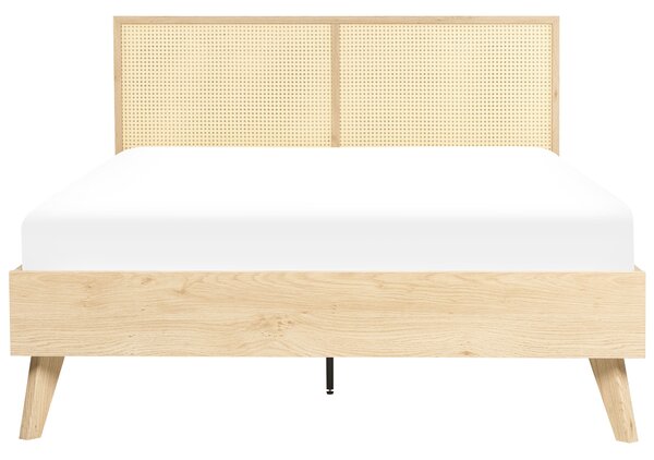 Ágy Rattan MONPAZIER 140 x 200 cm Világosbarna