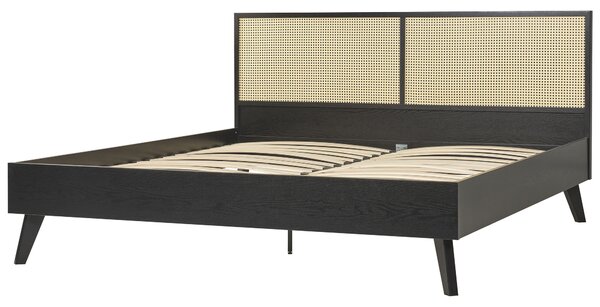 Ágy Rattan MONPAZIER 180 x 200 cm Fekete