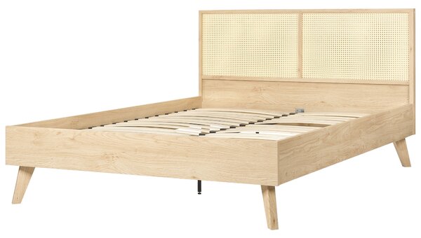 Ágy Rattan MONPAZIER 140 x 200 cm Világosbarna