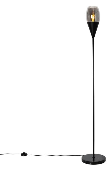 Modern állólámpa fekete füstüveggel - Drop
