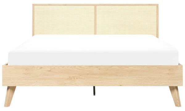 Ágy Rattan MONPAZIER 160 x 200 cm Világosbarna