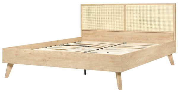 Ágy Rattan MONPAZIER 160 x 200 cm Világosbarna