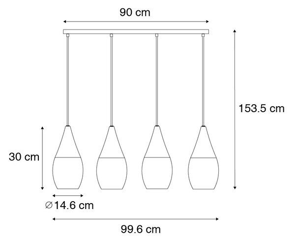 Modern fekete lógólámpa opál üveggel 4-lámpás - Drop