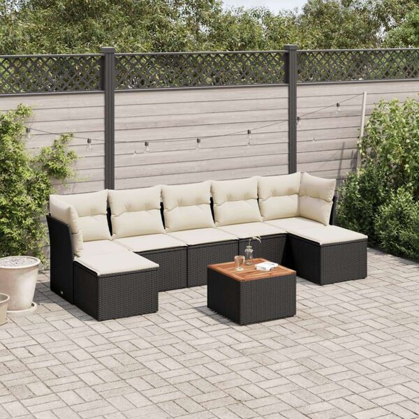 VidaXL Polyrattan Kerti Ülőgarnitúra - 8 részes - Fekete