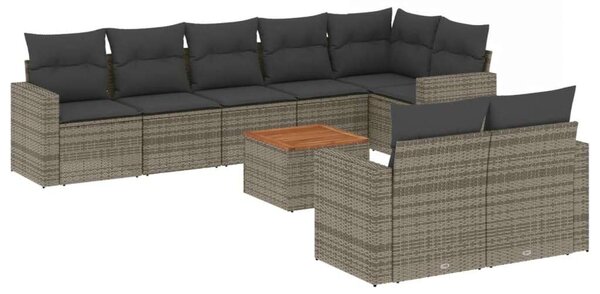 VidaXL Polyrattan Kerti Ülőgarnitúra - 9 részes - Szürke