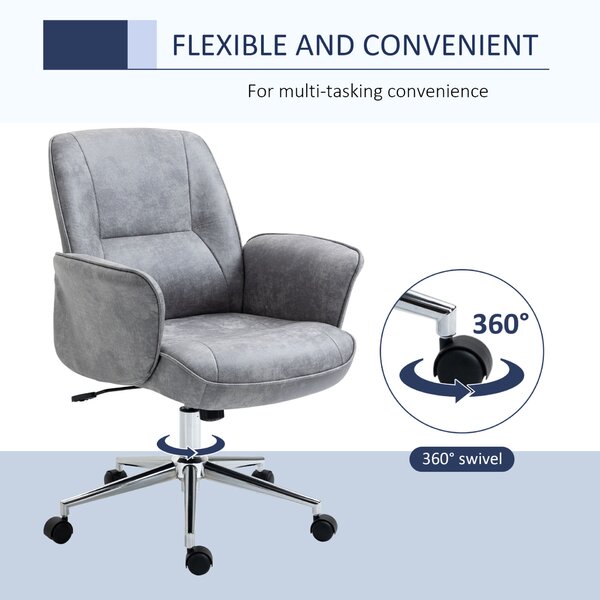 Vinsetto Ergonomikus Irodai Szék Állítható Magassággal és Hintázó Funkcióval, Mikroszálas Kárpit, 67x69x92-102 cm, Világosszürke