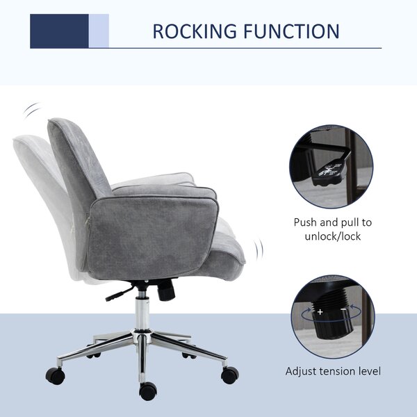 Vinsetto Ergonomikus Irodai Szék Állítható Magassággal és Hintázó Funkcióval, Mikroszálas Kárpit, 67x69x92-102 cm, Világosszürke
