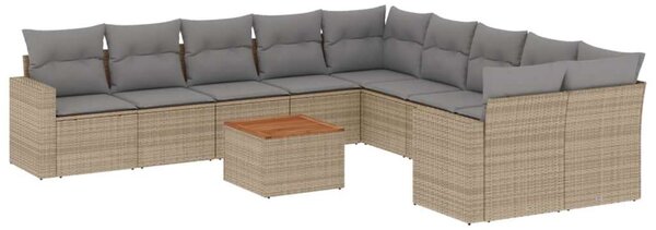 VidaXL 11részes vegyes bézs polyrattan kerti ülőgarnitúra párnákkal