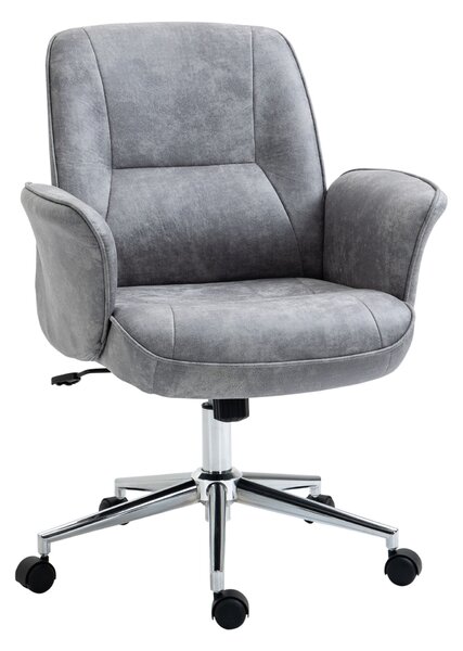 Vinsetto Ergonomikus Irodai Szék Állítható Magassággal és Hintázó Funkcióval, Mikroszálas Kárpit, 67x69x92-102 cm, Világosszürke