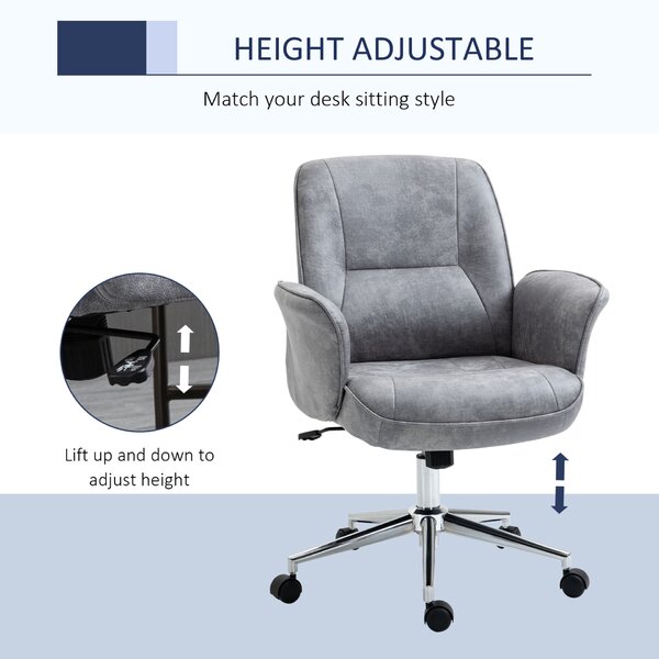 Vinsetto Ergonomikus Irodai Szék Állítható Magassággal és Hintázó Funkcióval, Mikroszálas Kárpit, 67x69x92-102 cm, Világosszürke