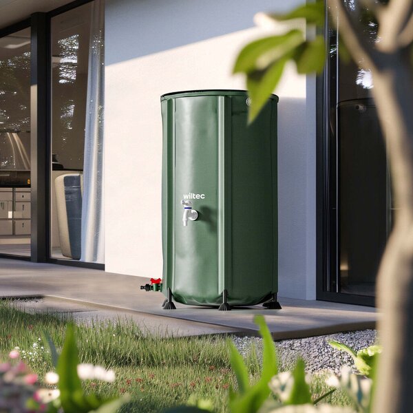 Összecsukható esővízgyűjtő hordó 250 l fedéllel 620 g/m² PVC-ből csappal 65100