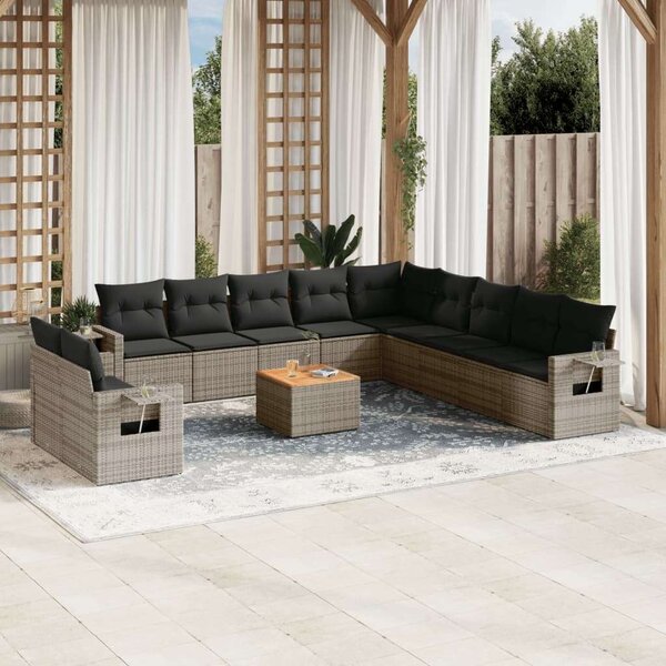 VidaXL Polyrattan Kerti Ülőgarnitúra - 12 részes - Szürke