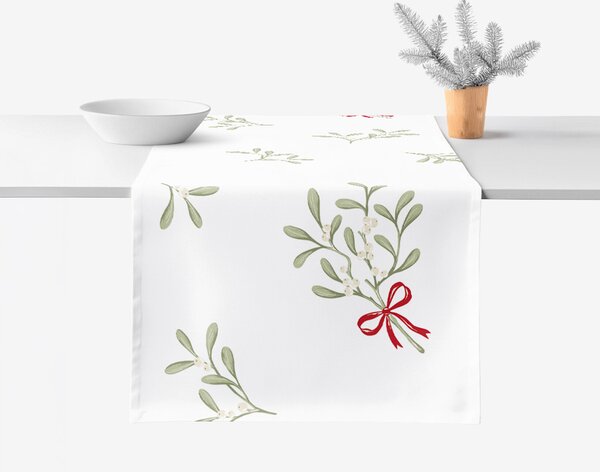 Goldea karácsonyi pamut asztali futó - karácsonyi fagyöngy 20x120 cm
