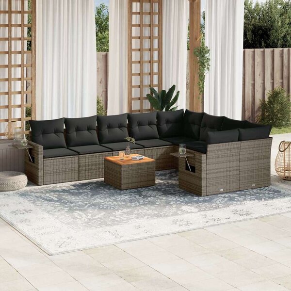 VidaXL Polyrattan Kerti Ülőgarnitúra - 10 részes - Szürke