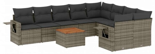 VidaXL Polyrattan Kerti Ülőgarnitúra - 10 részes - Szürke