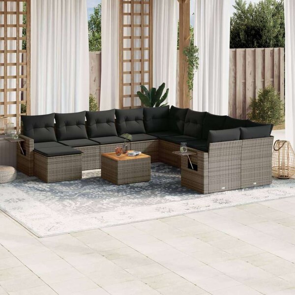 VidaXL Polyrattan Kerti Ülőgarnitúra - 14 részes - Szürke