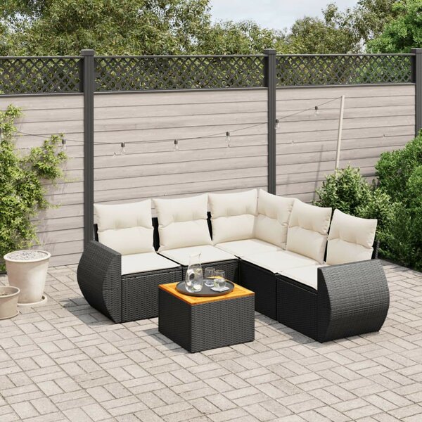 VidaXL Polyrattan Kerti Ülőgarnitúra - 6 részes - Fekete