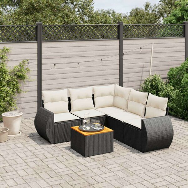 VidaXL Polyrattan Kerti Ülőgarnitúra - 6 részes - Fekete