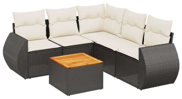 VidaXL Polyrattan Kerti Ülőgarnitúra - 6 részes - Fekete