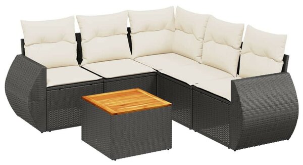 VidaXL Polyrattan Kerti Ülőgarnitúra - 6 részes - Fekete