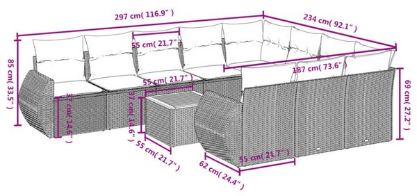 VidaXL Polyrattan Kerti Ülőgarnitúra - 11 részes - Bézs
