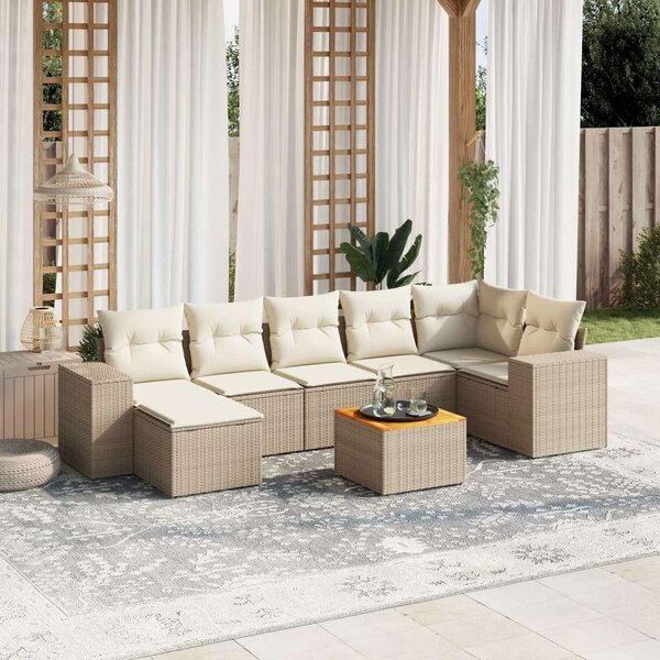 VidaXL Polyrattan Kerti Ülőgarnitúra - 8 részes - Bézs
