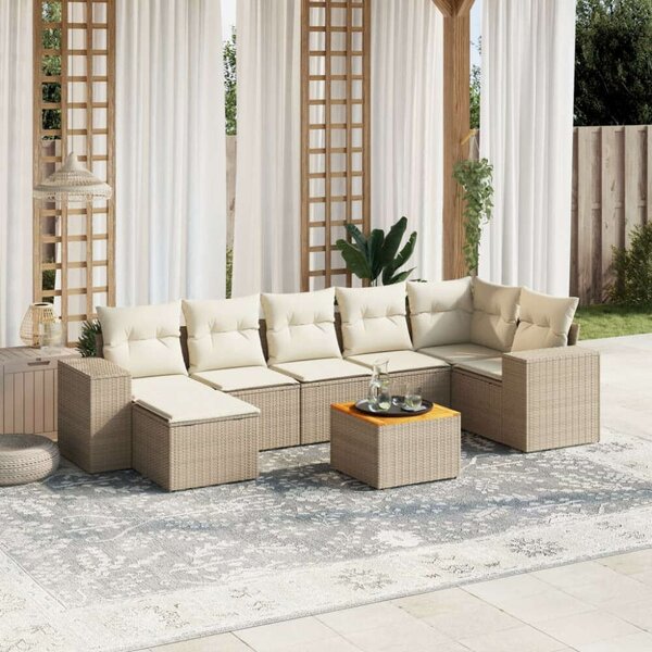 VidaXL Polyrattan Kerti Ülőgarnitúra - 8 részes - Bézs
