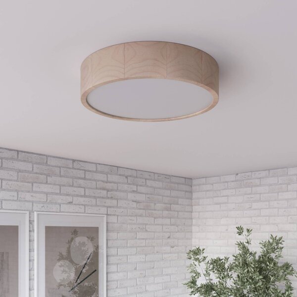 Envostar Kerio mennyezeti lámpa, Ø 37 cm, fehér, dimmelhető, Fehér / opál, Nappali / Étkező, Fa, Modern