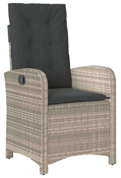 VidaXL 3részes világosszürke polyrattan kerti étkezőgarnitúra párnával