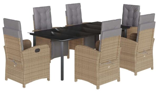 Polyrattan Kerti Étkezőgarnitúra - 7 részes - Bézs