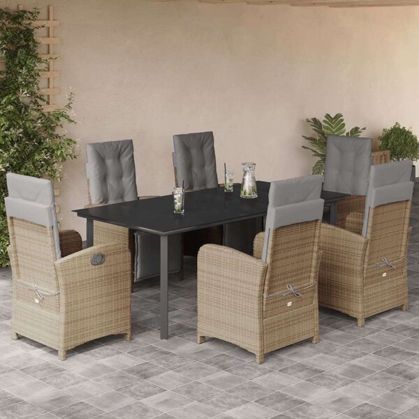 Polyrattan Kerti Étkezőgarnitúra - 7 részes - Bézs