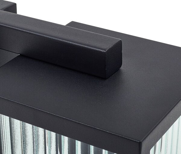 Lindby kültéri fali lámpa Bolgar, fekete, fém, üveg, 15 cm, dimmelhető, Fekete, fém, Modern